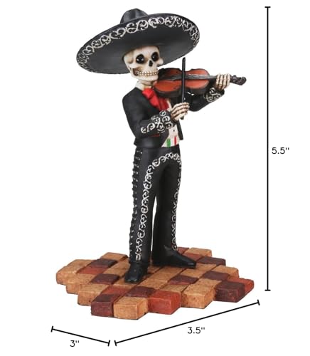 Estatua de Violín Esqueleto Masculino Mariachi Negro miniatura 2