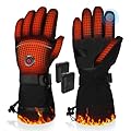 PEKWZIZ Heated Gloves, 5V 6000mAh Rechargeable Heated Gloves for Men Women, Waterproof & Upgrade Non-Slip Electric Heating Glove for Motorcycling, Hunting, Skiing, Outdoor Work (Black, Large)