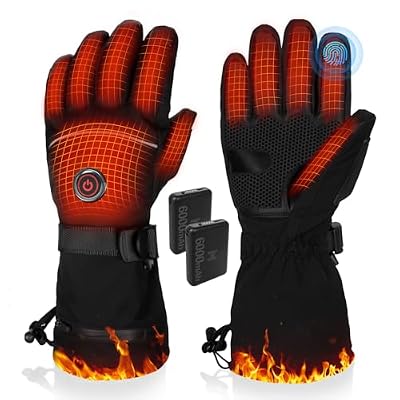 PEKWZIZ Heated Gloves, 5V 6000mAh Rechargeable Heated Gloves for Men Women, Waterproof & Upgrade Non-Slip Electric Heating Glove for Motorcycling, Hunting, Skiing, Outdoor Work (Black, Large)