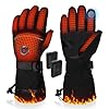 PEKWZIZ Heated Gloves, 5V 6000mAh Rechargeable Heated Gloves for Men Women, Waterproof & Upgrade Non-Slip Electric Heating Glove for Motorcycling, Hunting, Skiing, Outdoor Work(Black, XL)