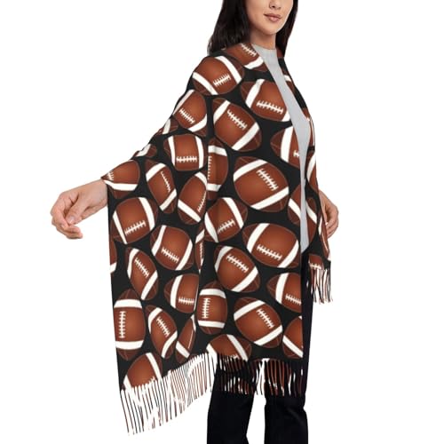 Brown Football On Black Print Women'S Warm Scarf Tassel Scarf Shawl Warm Ladies Fringed Shawl Wraps4