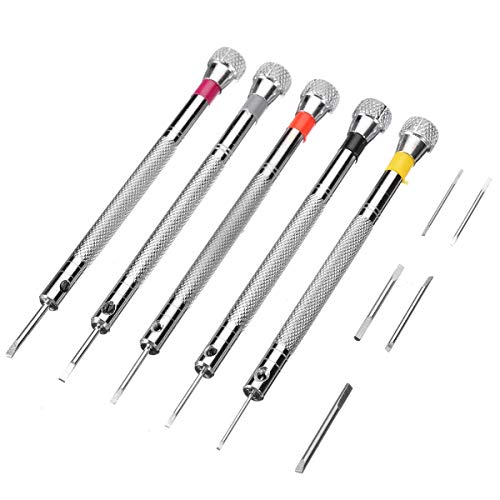 Jyving 5pcs 0.8-1.6mm Durable Alloy Steel Screwdriver for Watch Repairing Portable Watch Tools Band Removal Tools