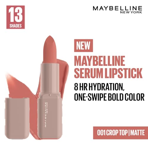Image of Maybelline New York Maybelline Serum Lipstick (Matte), 001 Crop | 1-Swipe Lush Color 8HR Weightless Hydration