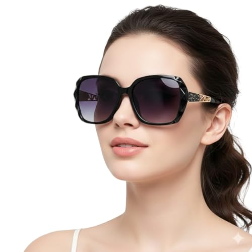 Oversized Sunglasses for Women Square Polarized Sparkling Frame