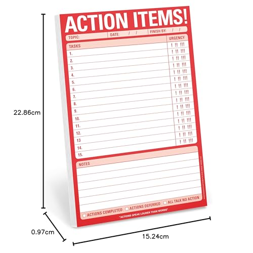 Knock Knock Action Items! Bloco de anotações para fazer lista, 15 x 23 cm