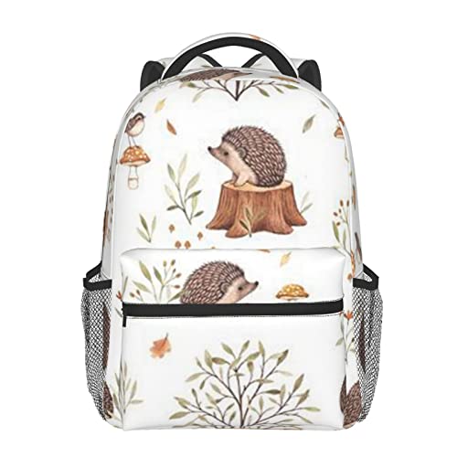 Naturaleza Precioso Erizo Amantes Imprimir Mochilas Para Estudiantes, Librera Con Estuche Set, Negro, Talla única
