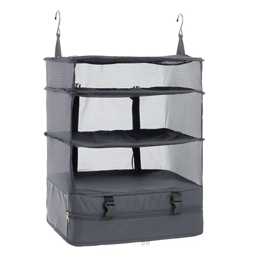 Portable Travel Hanging Shelves with Hooks, X-Large Capacity