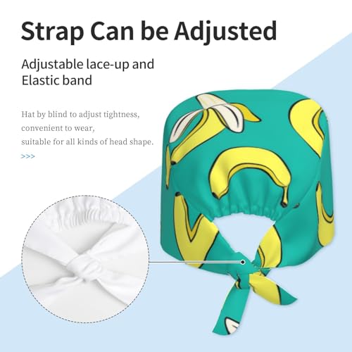 Image of Cute Pug Dog Print Working Cap Scrub Cap with Sweatband,Adjustable Fashion Bandage Tie Back Hat Headwear for Women Men