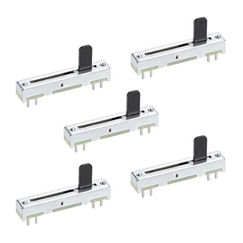 100k ohm slide potentiometer - uxcell 5pcs Fader Variable Resistors 35mm Straight Slide Potentiometer B104 100K Ohm Linear Double Potentiometers for Dimming Tuning