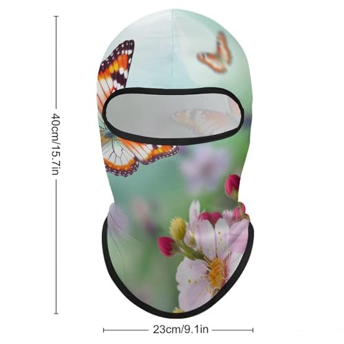 Máscara facial de pasamontaña con estampado de mariposa y flor primaveral para hombre y mujer, protección solar, transpirable, cubre todo el cabeza para senderismo, ciclismo, running y conducción miniatura 2