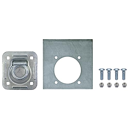 Buyers Products B801AK Heavy Duty Recessed Rope Ring Kit Includes B801A/B801BP/Mounting Hardware, 2000lb WLL, Iron Construction, Truck & Trailer Cargo Control