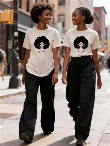 Image of Black History Pajamas, Graphic Matching Sets for Women, Magic Afro American Natural Hair Vintage Melanin T-Shirts and Pants