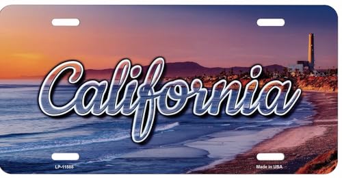 California Scenic Background Metal License Plate