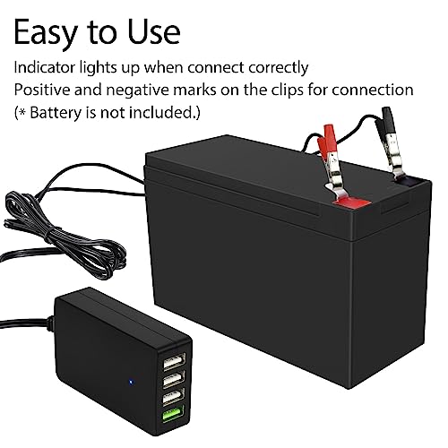 LeMotech DC Converter with Battery Clip 12V 24V to 5V Step Down 4-Port USB Power Adapter Charger Portable for iPhone iPad Android and Tablet Chargers4