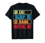 Retro Eat And Sleep Game Repeat Gaming Birthday boys T-Shirt