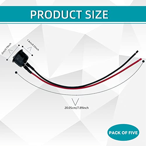 5Pcs On Off Round Rocker Switch Spst, 12 Volt Dc Mini Circle Toggle Switch, 6A/250V Ac 10A/125V Dc, 20Mm Mini Rocker Switch With Pre-Soldered Wires For Auto Car Marine Boat, Kcd1-X-Y #TOP1