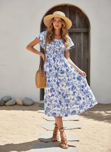 Image of PATPAT Family Matching Outfits Mommy and Me Dresses Floral Dress & T-Shirts | Mommy and Me Easter Dresses, Puff Sleeve Floral Sundress, Cotton Blend T-shirts, Couples Party Wedding Vacation Outfits
