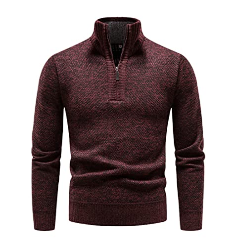 Pull en tricot chaud pour homme Haitpant bordeaux pour affronter le froid de l'hiver en taille L