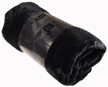 Throws/Blankets : Luxury Mink Faux Fur Throw In Black Size 200 x 240 cms From Bedding Online