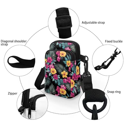 Image of Hawaiian Tribal Small Crossbody Bags for Women Cell Phone Bag Purse, Sea Turtle Zipper Sling Purses Shoulder Bag