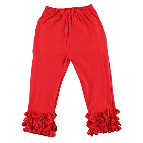 Little Girl's Ruffle Leggings Toddler Girl Ruffle Pants 1-6 Years X-Large Red