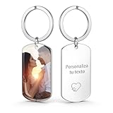 AAQ Llaveros personalizados con foto - Llavero personalizado a doble cara con foto y texto, regalos personalizados para mujer y hombre, Día de la Madre y Navidad (Color-Plateado)