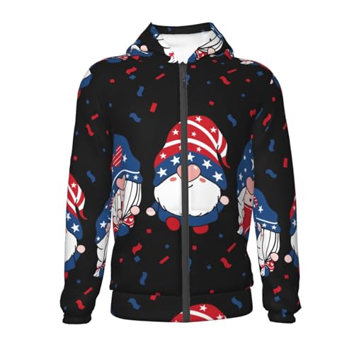 Three Gnome Independence Day Kid Hoodies Boys Zip Up Sweatshirts Girls Pullover with Pocket2