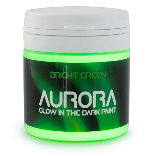Pintura que Brilla en la Oscuridad (50ml) Aurora Verde Fuerte, No Tóxica, Base Acuosa, de SpaceBeams