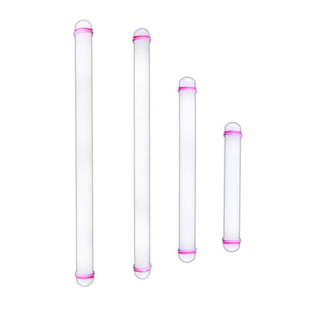 Juego de 5 rodillos antiadherentes para decoración de fondant, pasteles, masa de 33 cm, color blanco
