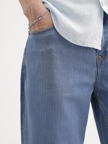 Image of WROGN Men's Pure Cotton Jeans | Solid | Loose Fit