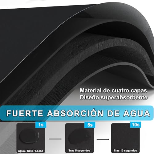 SOQKEEN Alfombrilla Escurreplatos, 60 x 40 cm Súper Absorbente Alfombra Escurreplatos, Self Drying Mat Alfombrilla Fregadero Cocina Antideslizante para Mostrador, Esterilla de Secado para Cafetera - imagen 2