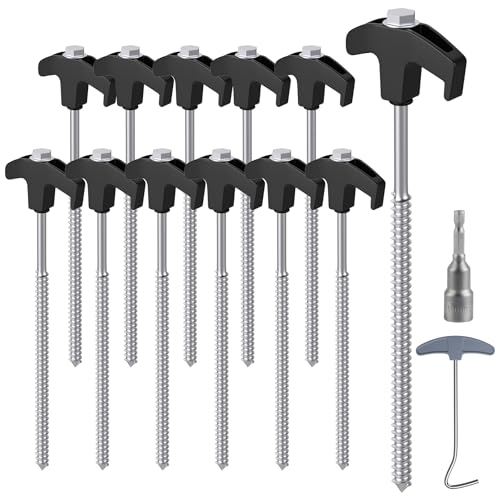 Forever Speed 12PCS Piquetas Camping de Acero con Broca ＆ Extractor de Clavos, 25 cm Piquetas...