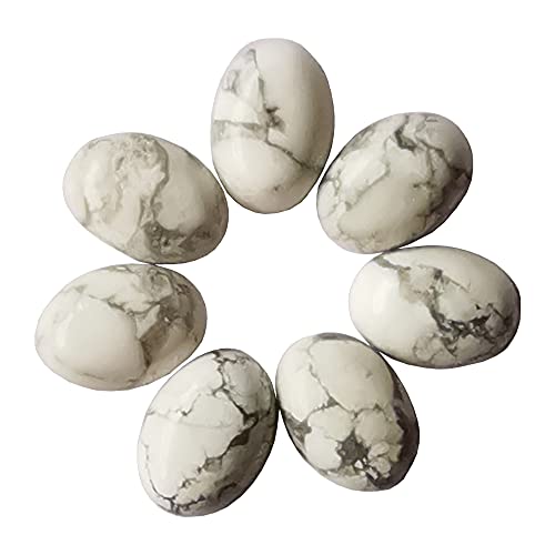 Bacatgem 7 Pcs White Howlite Turquoise Oval Cabochons Flatback Crystal Stone Gemstones Beads For Jewelry Making Diy,18X13Mm #TOP4