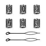 Flongo Bartperlen Set Wikinger Haarschmuck Damen Zum Klipsen – 316L Edelstahl Bartperle mit Nordischen Runen – Wikinger Haar & Bart Perlen Silber für Männer und Frauen – Nordischer Style Schmuck