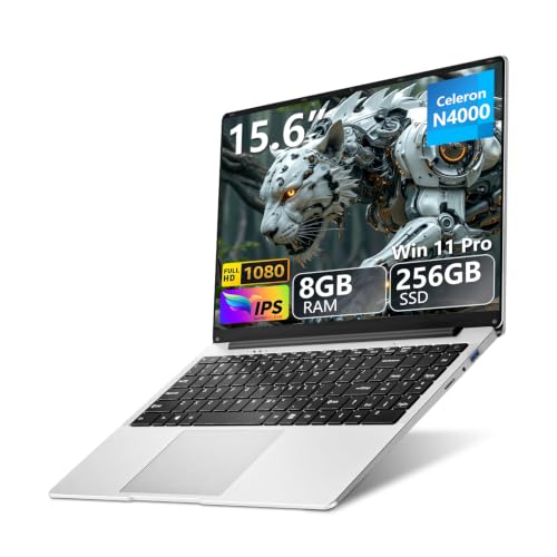 Image of 2026 Laptop, 15.6 inch Laptop Computer N4000 Processor, 8GB RAM 256GB SSD Notebook Laptops, Lap top with 180Open, UHD Graphics, FHD 1080P, WiFi 2.4 /5G, BT4.2, Mini HDMI, Win 11 Pro, 2-Year Warranty