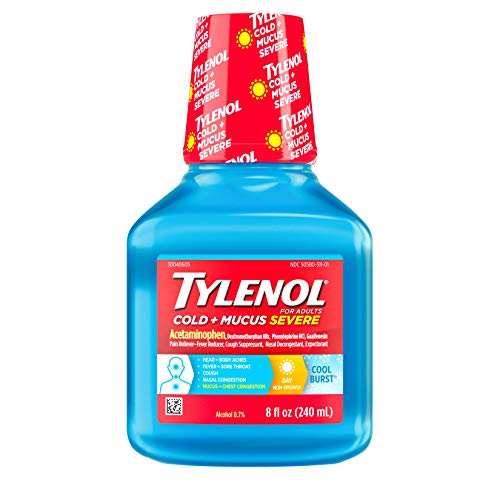 Tylenol Cold + Mucus Severe Day Liquid for Congestion Relief, Cool Burst, 8 fl. Oz