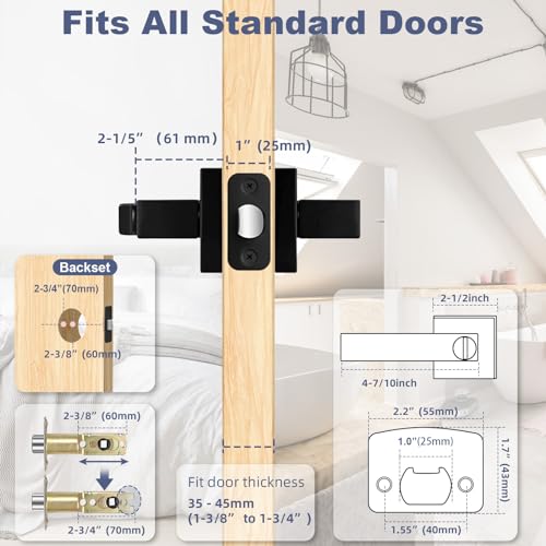 Estmoon 4 Pack Black Door Handles - Interior Door Knobs with Lock for Bedrooms, Keyless Privacy Door Levers, Heavy Duty Zinc Alloy Door Lever Set for Bedrooms Bathrooms by Estmoon - Image 6