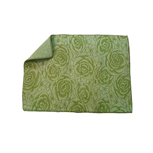 Image of Inditradition Kitchen Sink Utensil Drying Draining Mat | Microfiber Utensils Drying Mat, Green Printed (15 x 20 Inches)