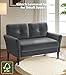 Domusensus Kleines Sofa 2 Sitzer, 123CM kleine Couch 2 Sitzer, Sofa klein mit 53CM extra tiefen Sitzen, MiniSofa Wohnzimmer, Werkzeugfreie Montage Sofas & Couches, Bequemer Samt Mini Couch, Grau