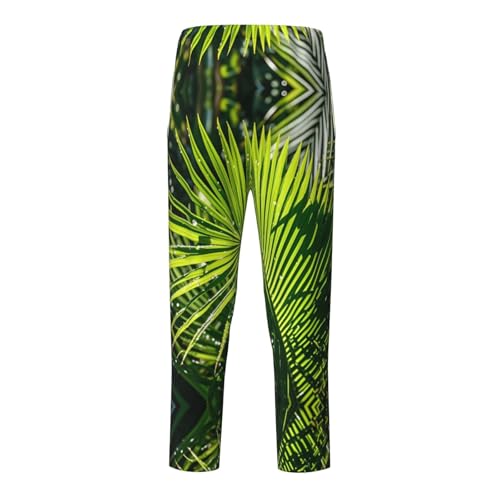 Pajama Pants Pajama Bottoms with Elastic Waistband Sleepwear Lounge Pants, Green Palm Leaf2