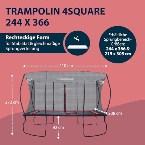 Rechteckiges Trampolin Hudora 4square – Outdoor Trampolin 244×366 cm