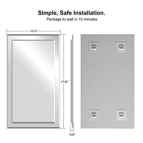 Fralimk Mirror On Mirror Rectangular Beveled Edge Polished Frameless Rectangle Bathroom Decorative Wall Mirrors For Entryway, Living Rooms And Bedrooms, 15.75" X 27.56" #TOP4