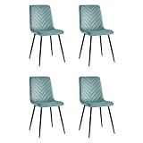 Minimal DECO Pack 4 sillas Verde Claro Terciopelo diseño Rayas, 54 x 44 x 90 cm