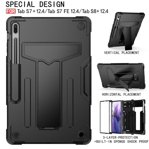 Coque robuste Samsung Galaxy Tab S7 FE 12.4 antichoc noire - 2