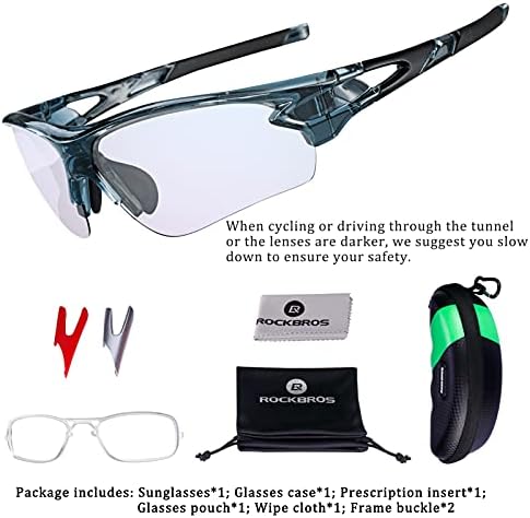 ROCKBROS Photochromic Cycling Glasses with 3 in 1 Intelligence Lenses for Men & Women Outdoor Sports Goggles UV400 Protection Sunglasses Eyewear
