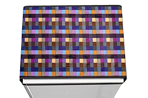 Image of Stylista Refridgerator top Cover Suitable for Samsung RR20C1723U8 /HL, 183 Liter Fridge, Dimension (WXD) 65x111 CM, Lattice Pattern Bluish