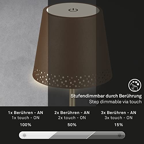 Briloner Lampada Da Tavolo Led Kiki, Marrone/Oro, IP44, 3.000K - 4