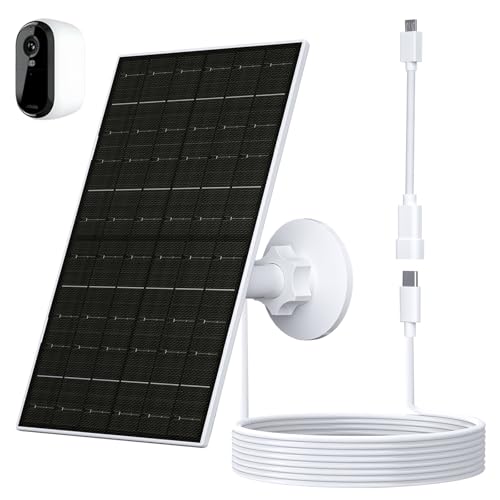 VUEBEE 7W Solar Panel for Arlo Essential 2K (2nd Gen) Essential XL & Spotlight Cameras USB-C Solar Charger for 5V Battery Cameras IP66 Waterproof 360 Adjustable Mount 9.8ft Cable