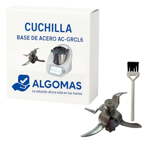 ALGOMAS® Cuchilla Compatible Thermomix TM6 – Base de Acero Inoxidable AC-GRCL6 con Cepillo de Limpieza – Repuesto Preciso y Duradero para Mezclar, Picar y Triturar