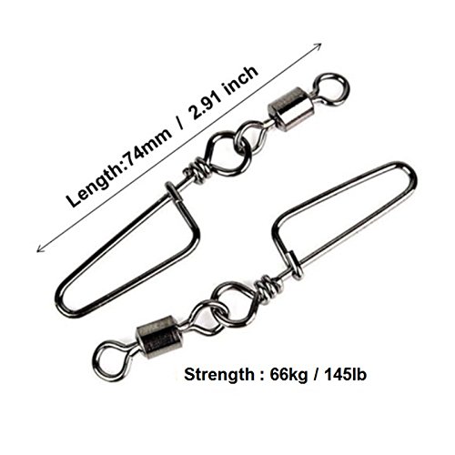 Pack Of 100Pcs High-Strength 145Lp Ball Bearing Size:4/0 Fishing Rolling Swivel With Coastlock Snap #TOP1